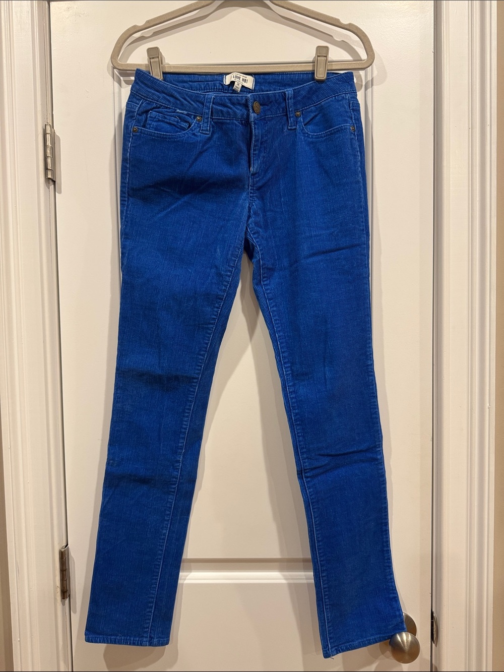 I Love H81 Women’s Blue Corduroy Low Rise Skinny Jeans Size 28 Like New
